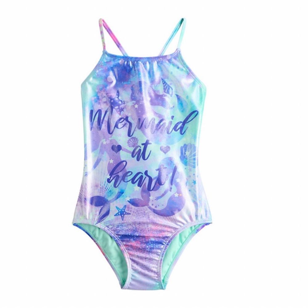 SO Brand one piece bathing suit Mermaid design girls 4/5 NWT